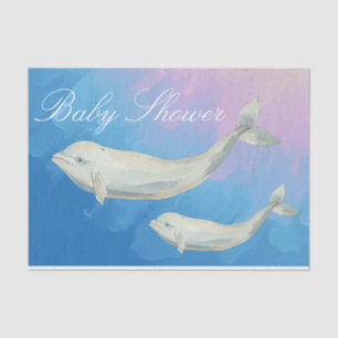 Beluga Whale Mum and Calf Baby Shower Tissue Paper