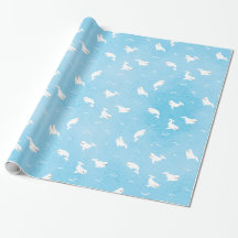 Beluga Whale Pattern in Ocean Blue
