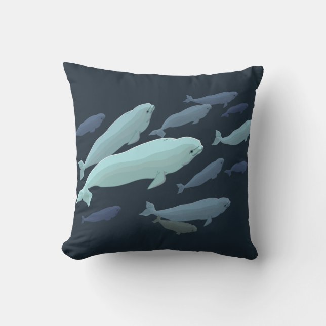 Beluga Whale Pillow Baby Beluga Whale Throw Pillow (Front)