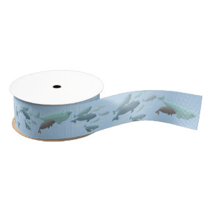 Beluga Whale Ribbon Paper Customised Whale Ribbon Grosgrain Ribbon