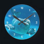 Beluga Whale Round Clock<br><div class="desc">A curious and friendly Beluga Whale in an underwater viewing © and ® Bigstock® - All Rights Reserved.</div>