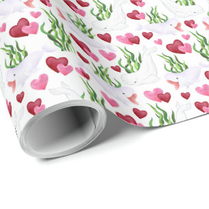 Beluga Whale Valentine Wrapping Paper