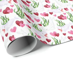 Beluga Whale Valentine Wrapping Paper