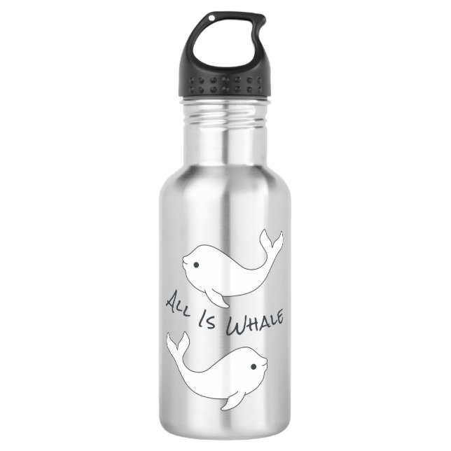 Beluga Whale Water Bottle (Dark Text) (Front)