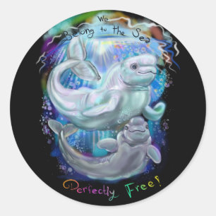 Beluga Whales Classic Round Sticker