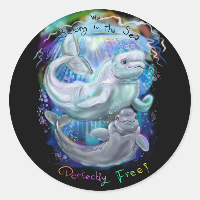 Beluga Whales Classic Round Sticker (Front)