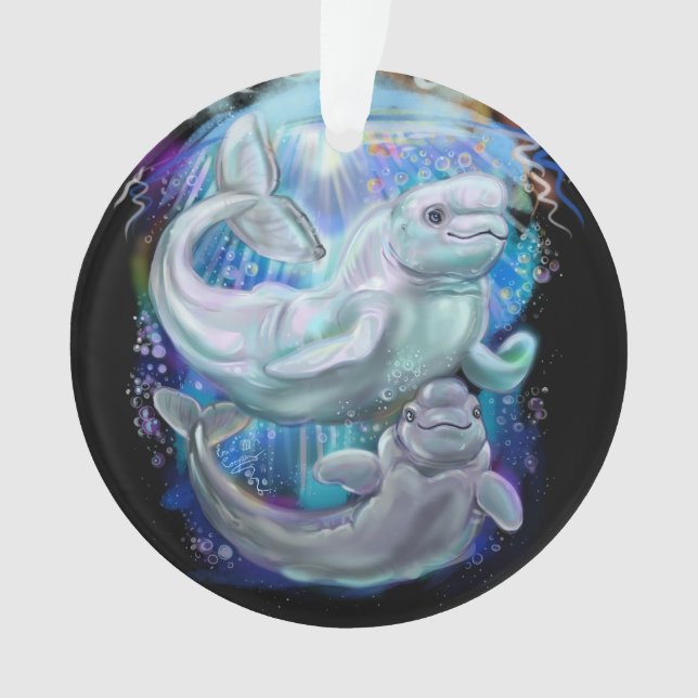 Beluga Whales Ornament (Front)