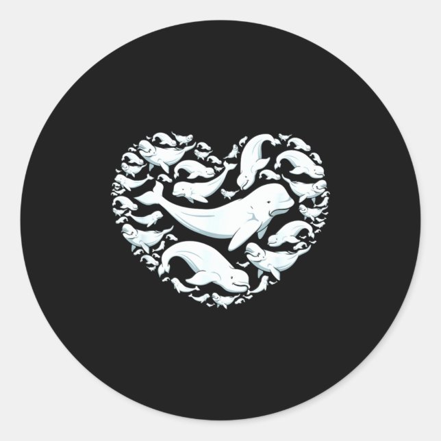 Beluga Whales Valentine Days For Kids Boy Girl Men Classic Round Sticker (Front)