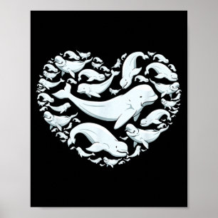 Beluga Whales Valentine Days For Kids Boy Girl Men Poster