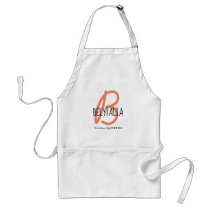 Belytalia Modern Coral Elegant Monogram Chef Standard Apron