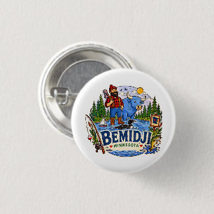 Bemidji Minnesota Paul Bunyan & Babe the Blue Ox 3 Cm Round Badge