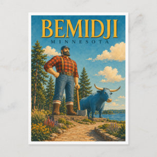 Bemidji Minnesota Paul Bunyan GeoSaga Postcard