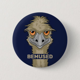Bemused Funny Emu Pun 6 Cm Round Badge