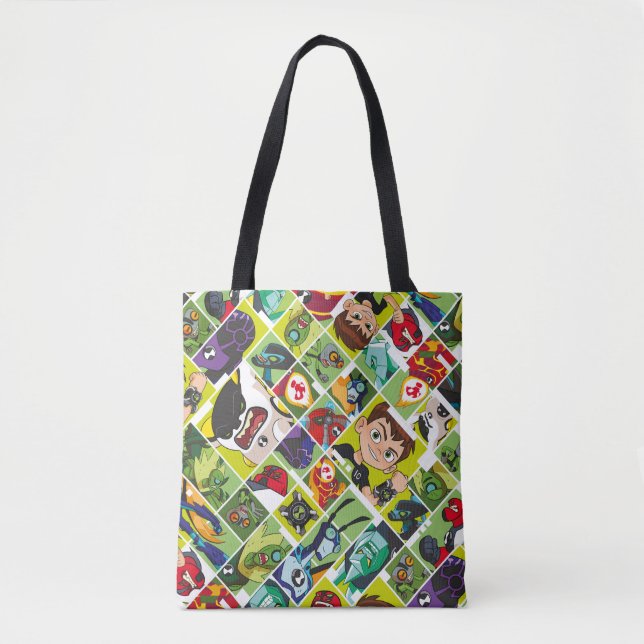 Ben 10 Alien Tile Pattern Tote Bag (Front)