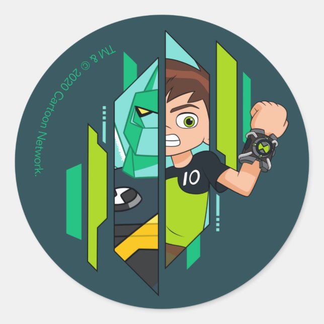 Ben 10 Diamondhead DNA Transformation Classic Round Sticker (Front)