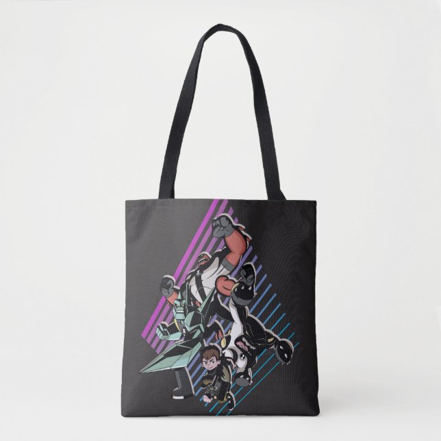 Ben 10 Retro Alien Group Graphic Tote Bag (Front)