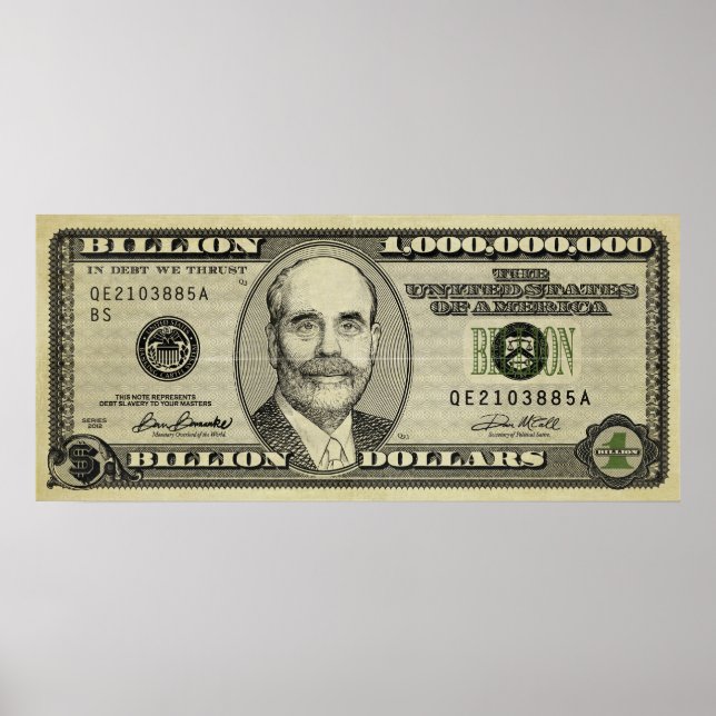 Ben Bernanke Billion Bank Note Print (Front)