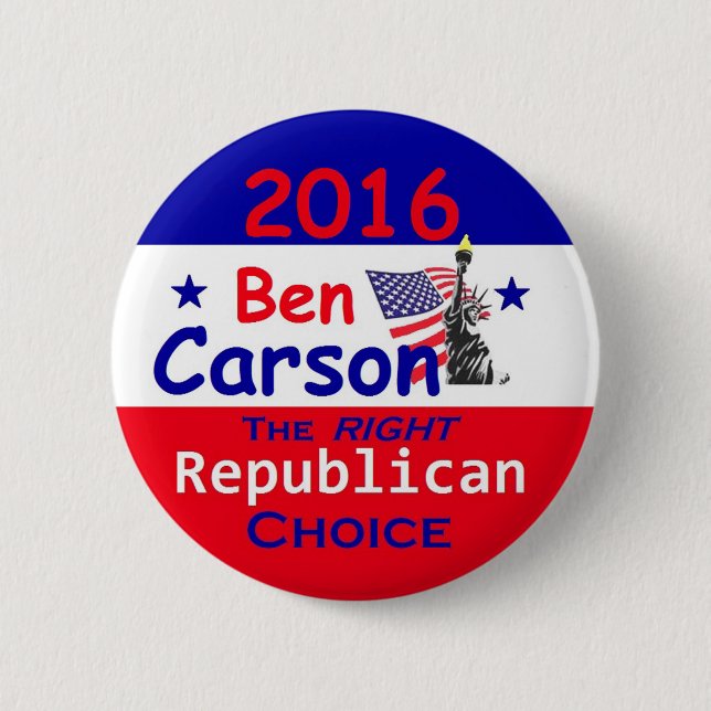 Ben CARSON 2016 6 Cm Round Badge (Front)
