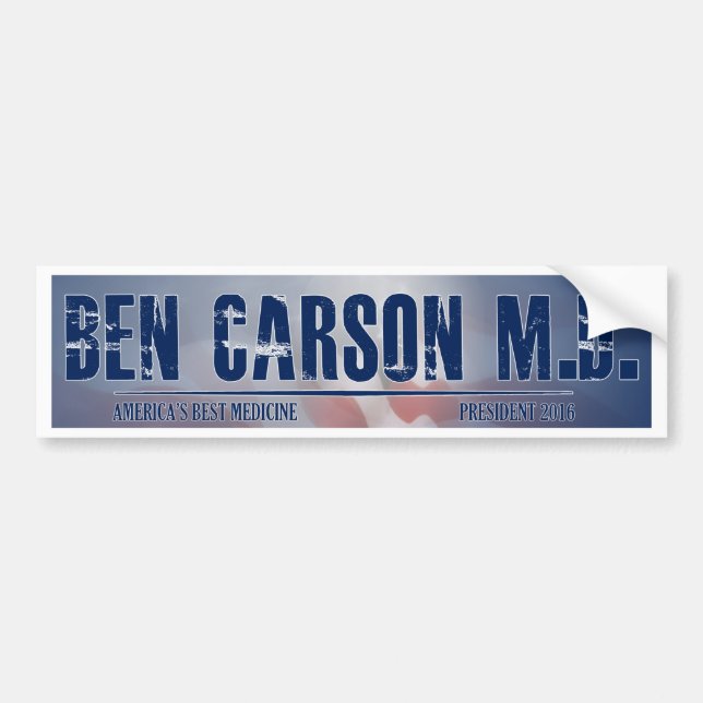 Ben Carson M.D. for President Bumper Sticker (Front)