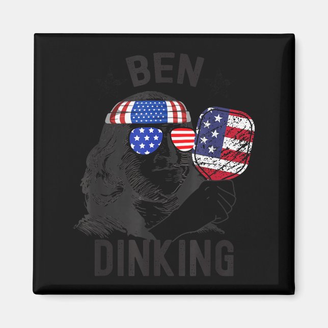 Ben dinking pickleball vintage flag funny pickle magnet (Front)