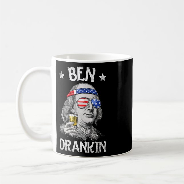 Ben Drankin 4th Of July Benjamin Franklin Men Amer Coffee Mug (Left)
