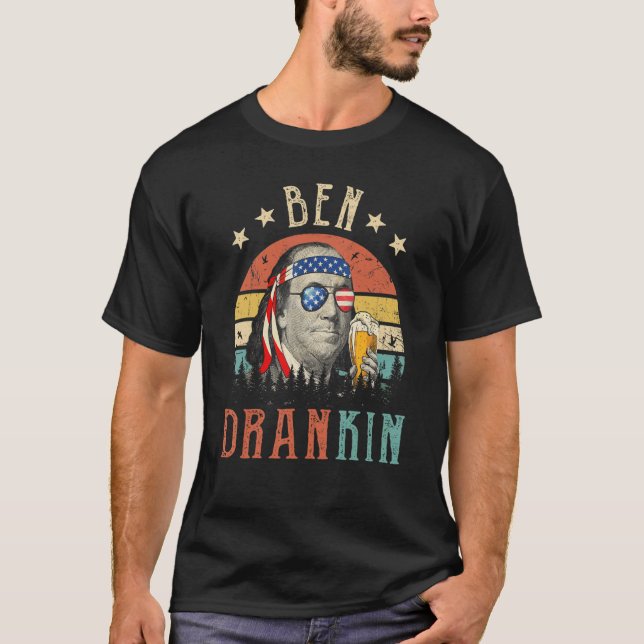 Ben Drankin 4th Of July Benjamin Franklin Men Amer T-Shirt (Front)