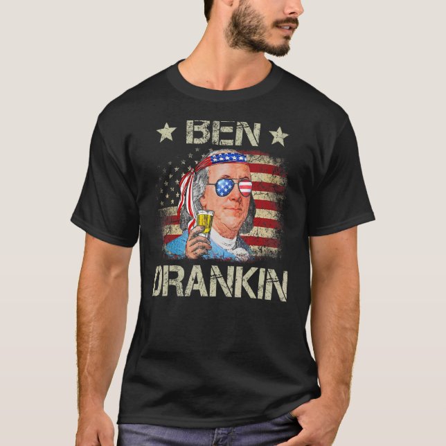 Ben Drankin 4th Of July Benjamin Franklin Men Amer T-Shirt (Front)