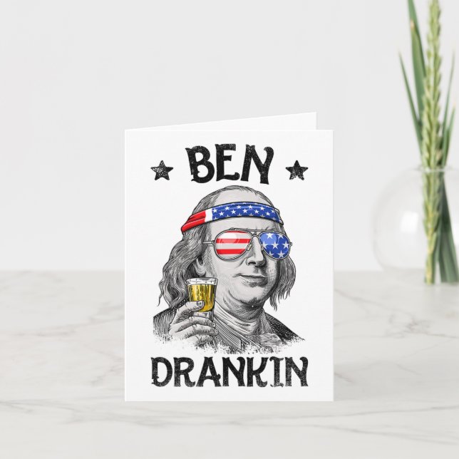 Ben Drankin 4th Of July Benjamin Franklin Men Wome Card (Front)