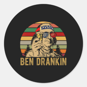 Ben Drankin 4th Of July Vintage American Flag Gles Classic Round Sticker