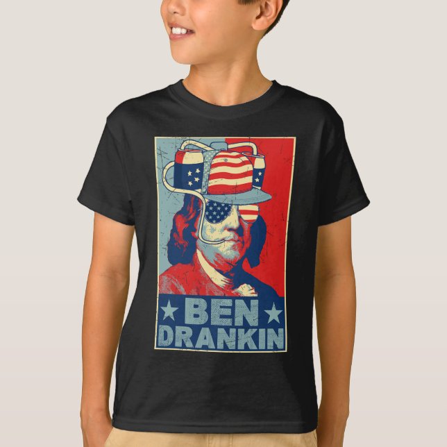 Ben Drankin Beer 4th Of July Retro Beer Lover Drin T-Shirt (Front)