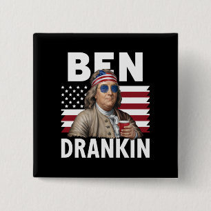Ben Drankin Beer 4th of July Vintage Flag Funny 15 Cm Square Badge
