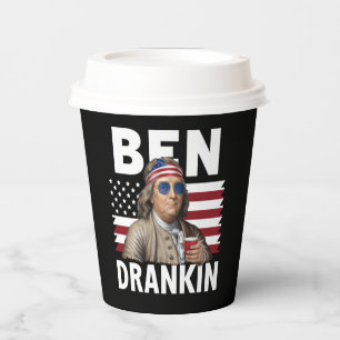 Ben Drankin Beer 4th of July Vintage Flag Funny Paper Cups