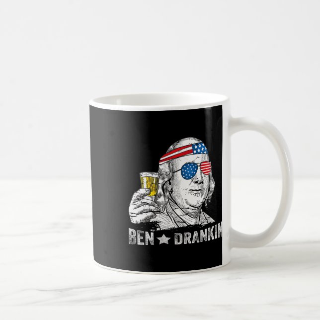 Ben Drankin - Benjamin Franklin Drinking Beer - 4t Coffee Mug (Right)