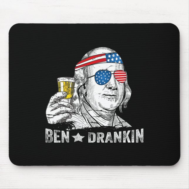 Ben Drankin - Benjamin Franklin Drinking Beer - 4t Mouse Pad (Front)