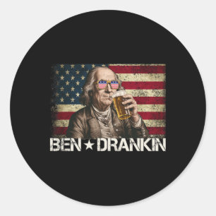 Ben Drankin Funny Beer 4th Of July Retro Usa Flag Classic Round Sticker