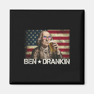 Ben Drankin Funny Beer 4th Of July Retro Usa Flag  Magnet