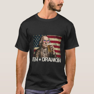 Ben Drankin Funny Beer 4th Of July Retro Usa Flag T-Shirt