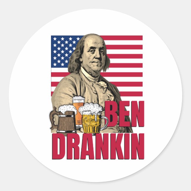 BEN DRANKIN July 4th Classic Round Sticker (Front)