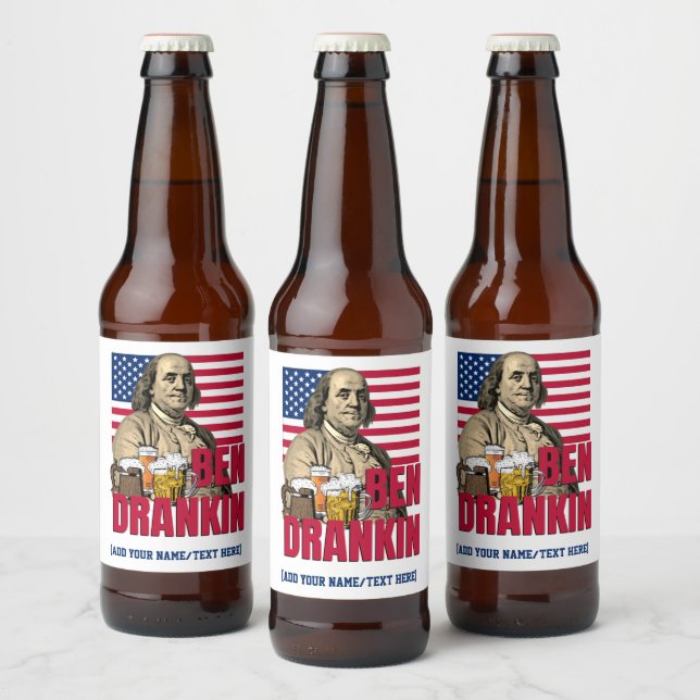 BEN DRANKIN July 4th Custom Name Beer Bottle Label (Bottles)