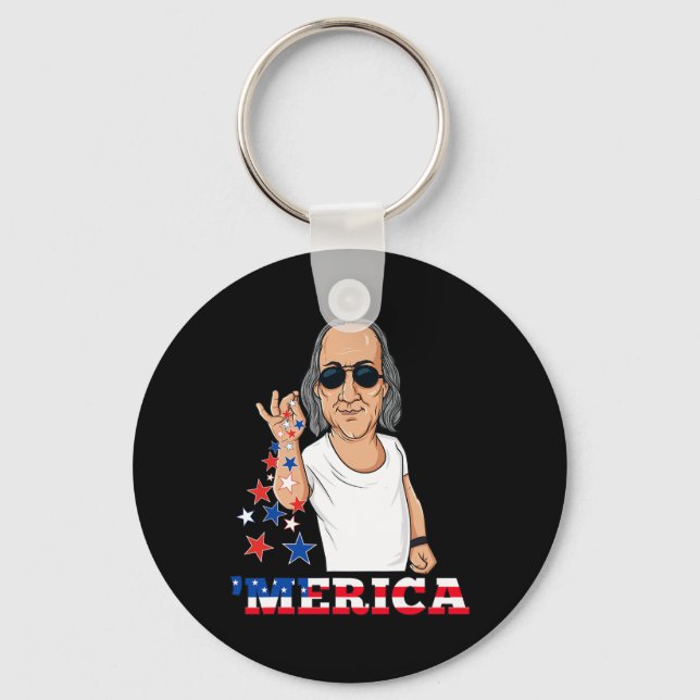 Ben Franklin 4th Of July Merica  Key Ring (Front)