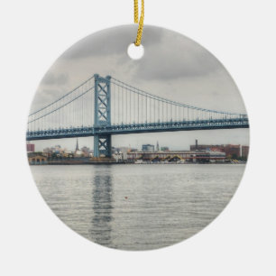Ben Franklin Bridge Ceramic Tree Decoration