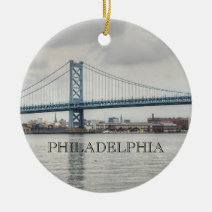 Ben Franklin Bridge Ceramic Tree Decoration