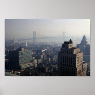 Ben Franklin Bridge Delaware River Suspension 1970 Poster