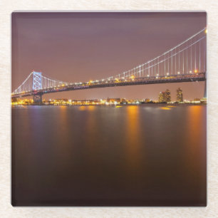 Ben Franklin Bridge Glass Coaster