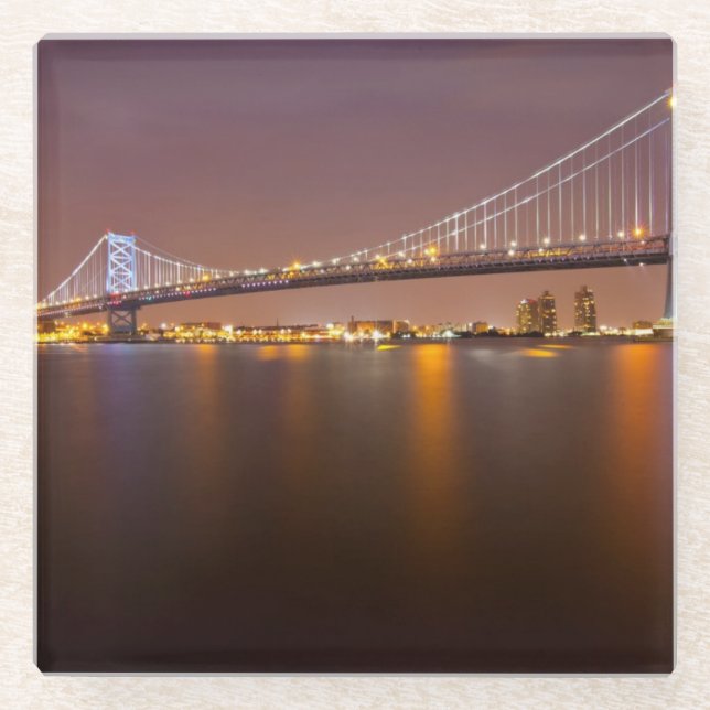 Ben Franklin Bridge Glass Coaster (Front)