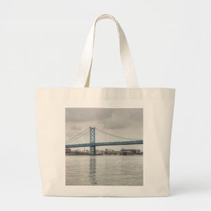 Ben Franklin Bridge Large Tote Bag