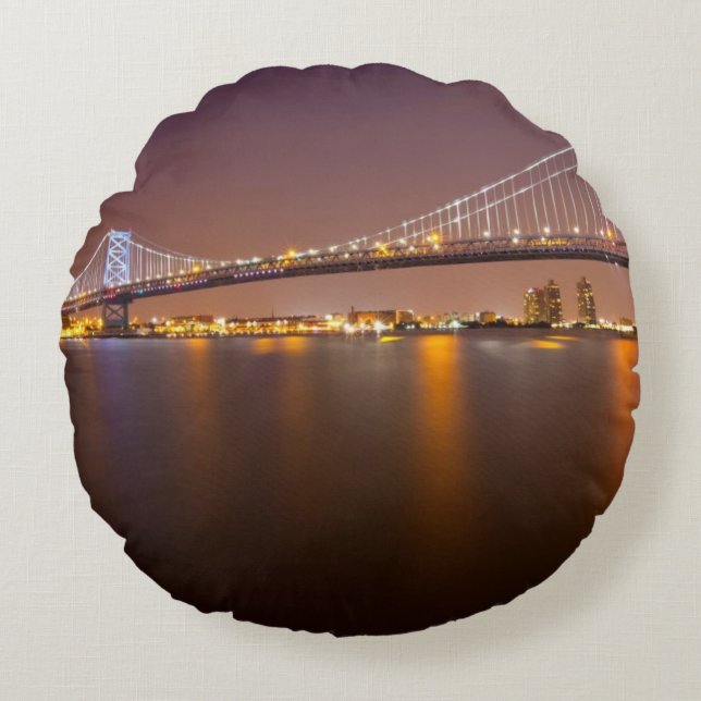 Ben Franklin Bridge Round Cushion (Front)