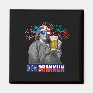 Ben Franklin Celebrating Independence Day. Ben Dra Magnet