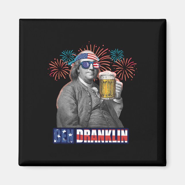 Ben Franklin Celebrating Independence Day. Ben Dra Magnet (Front)