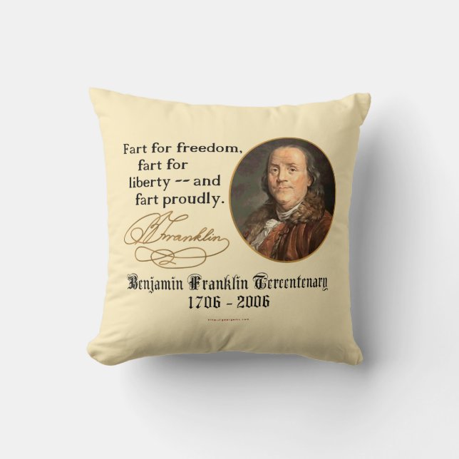 Ben Franklin - Fart Proudly Cushion (Front)